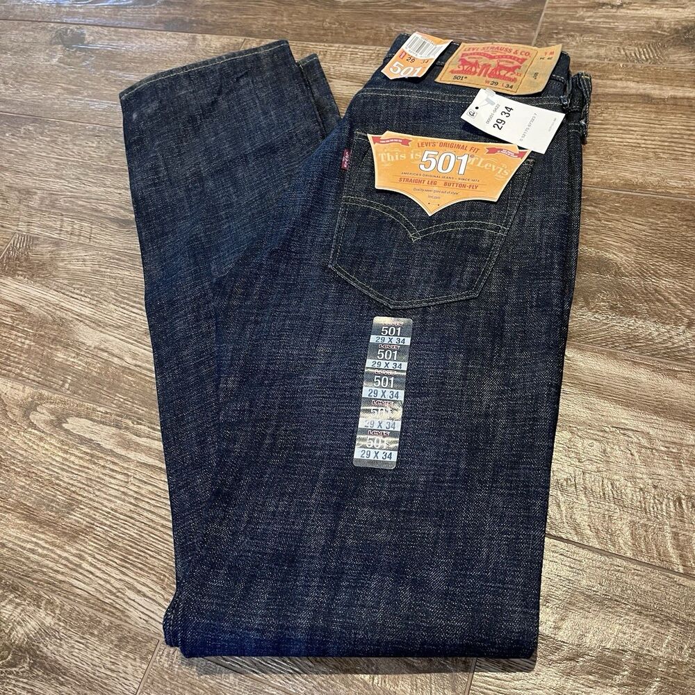 Levi's 501XX Original Fit Jeans Mens 29x34 Dark Wash Straight Leg Denim NEW